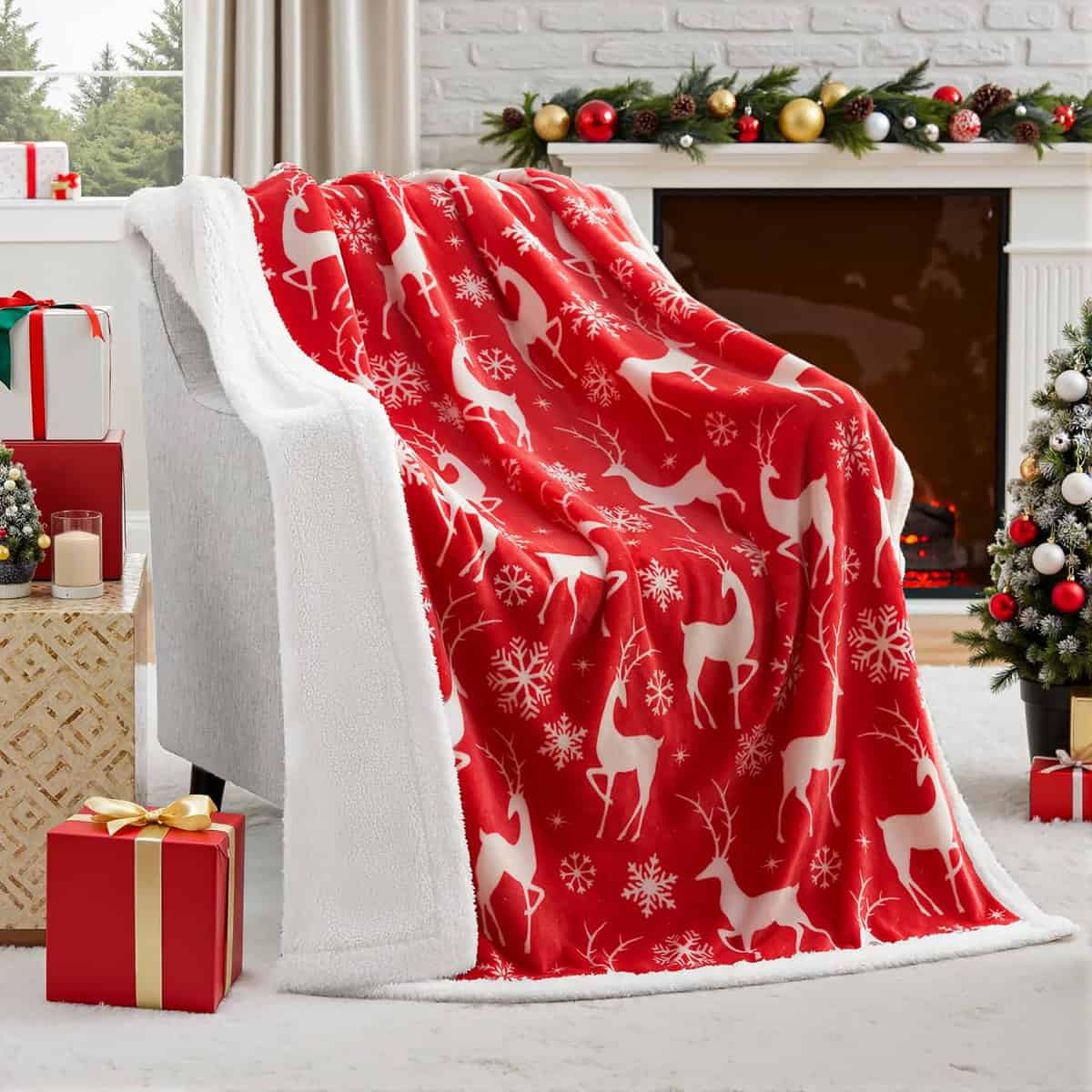 Cobija de Navidad Joiedomi - Suave Manta de Sherpa Navideña