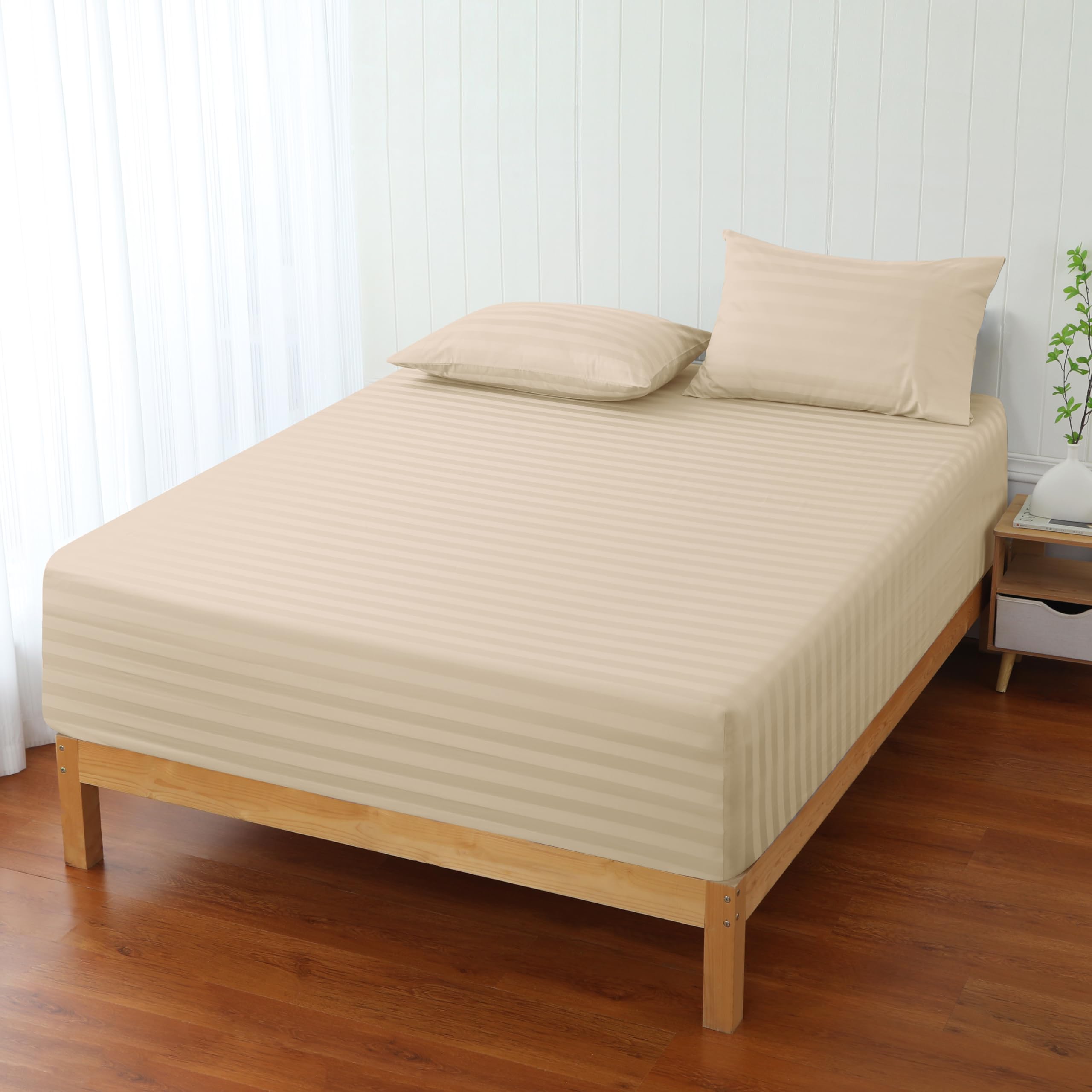 Juego de sábana ajustable Zaizaihome de 600 hilos, tamaño - Imagen 3