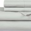 Juego de sábanas a rayas de 300 hilos 100% -Gris a rayas est
