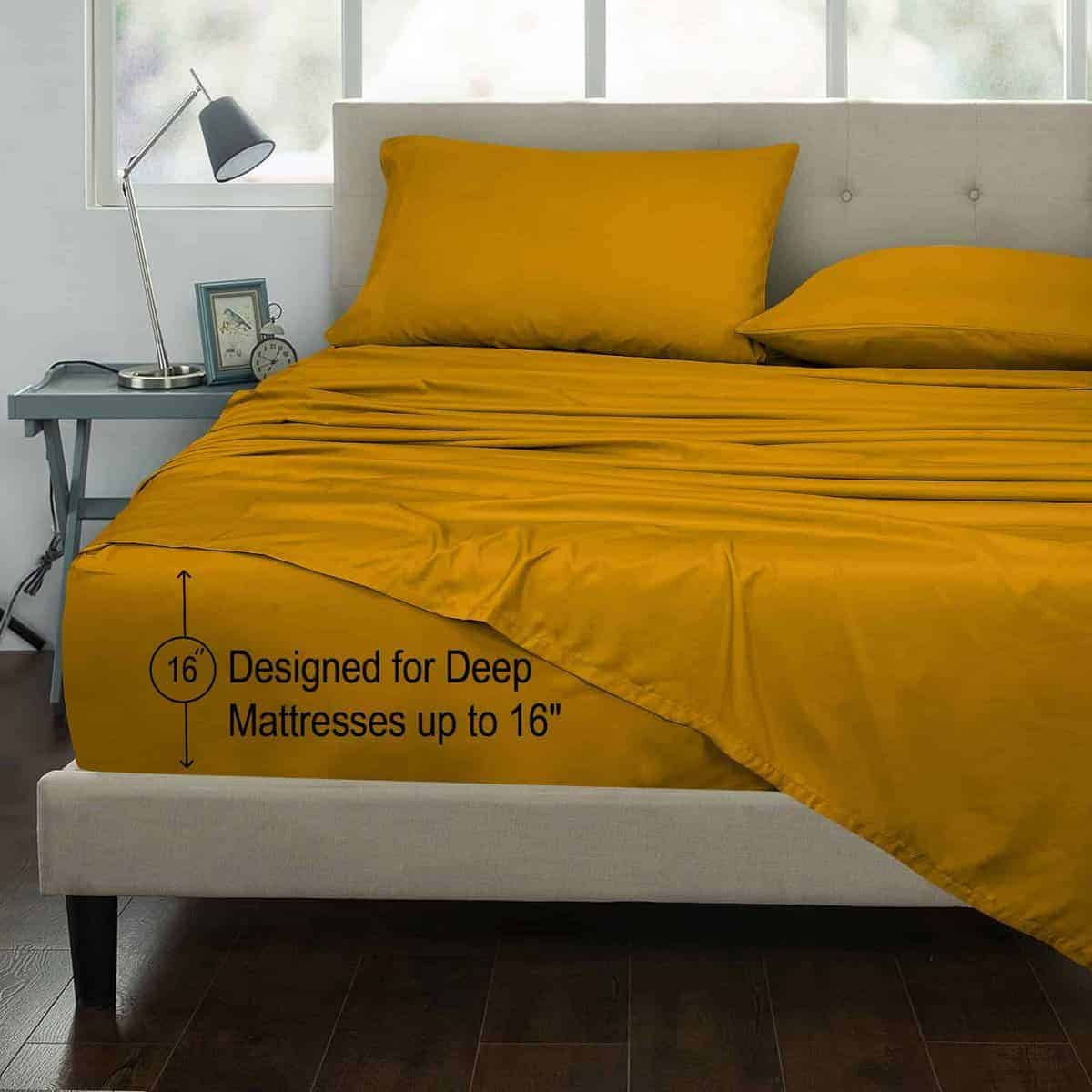 Juego de sábanas de algodón peinado 100% de 300 hilos de la - Imagen 4