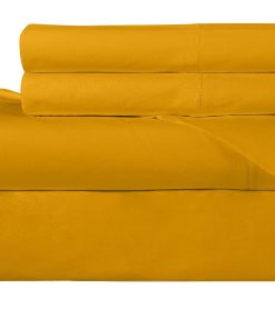 Juego de Sábanas de 300 Hilos 100% Algodón -Amarillo