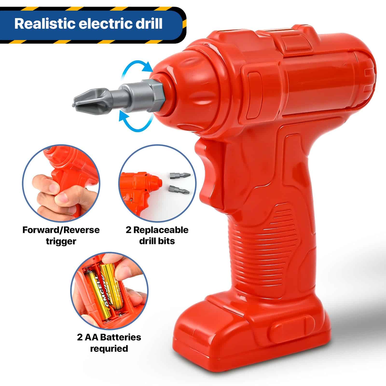 MUGEYMYD Set de Banco de Trabajo para Niños con Taladro - Imagen 4