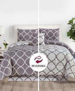 Juego de Edredón Reversible de 5 piezas para Queen, Juego