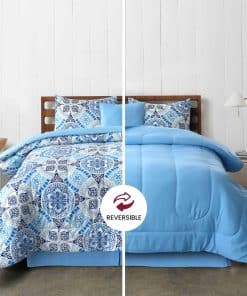 Juego de Colcha Reversible de 5 Piezas para Cama Queen,