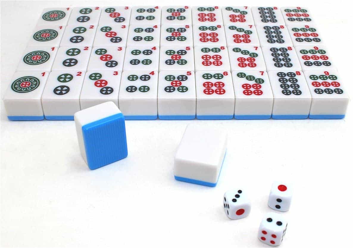 Juego de Mahjong Chino Filipino con 144 Fichas -Azul - Imagen 5
