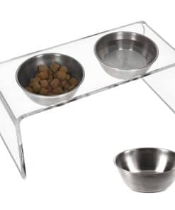 Soporte de tazones de comida para perros de acrílico de