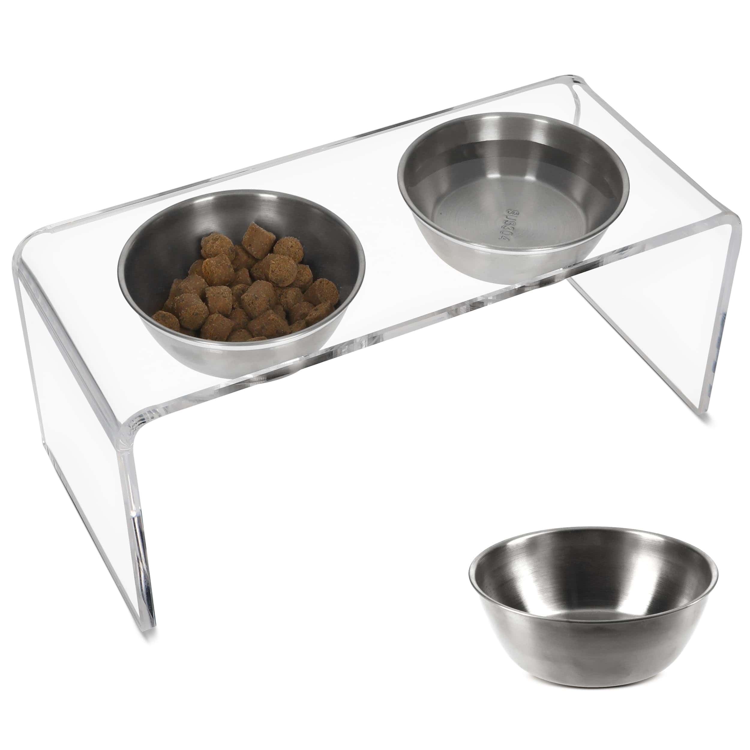 Soporte de tazones de comida para perros de acrílico de