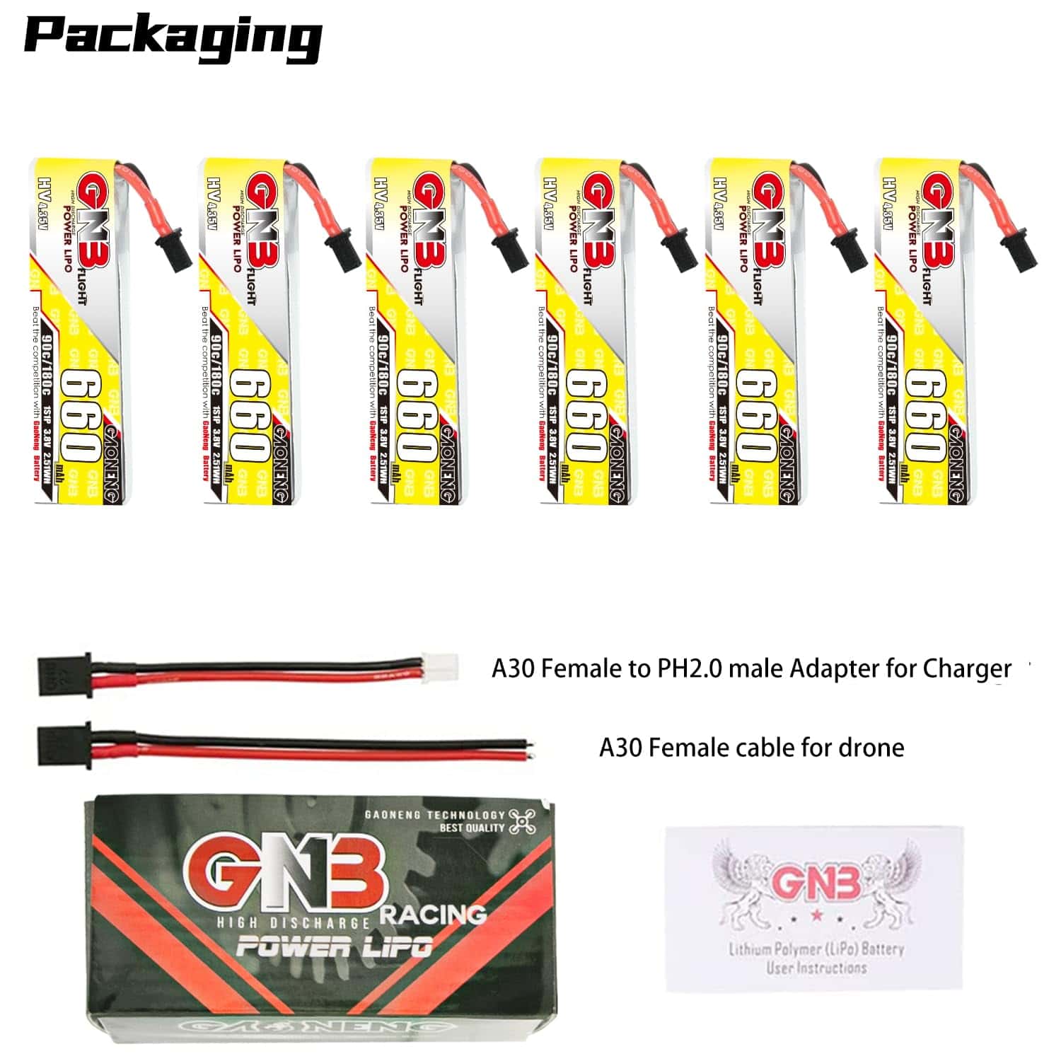 6 baterías LiPo GNB 1S 3.8V HV 660mAh 650mAh 600mAh 90C - Imagen 7