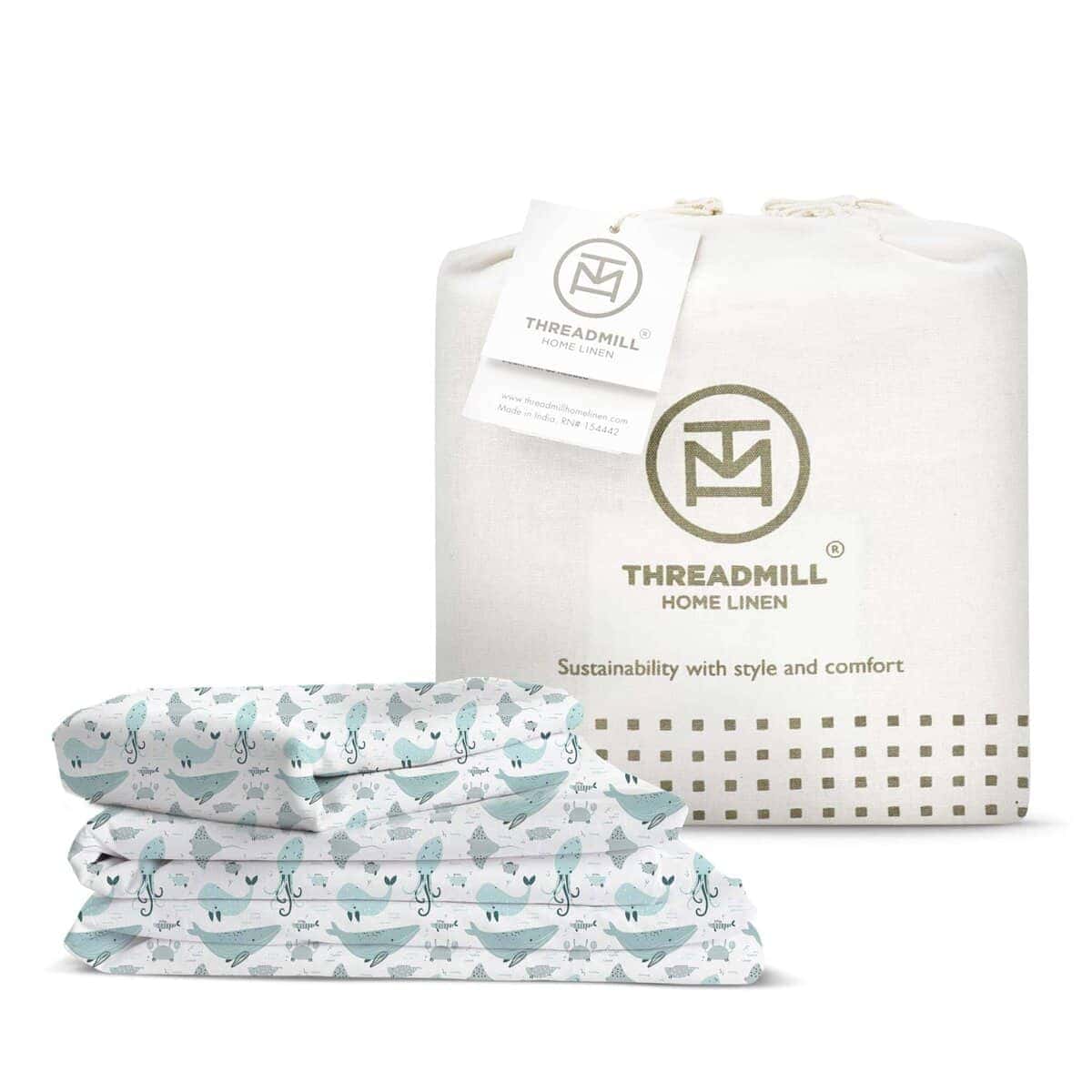 Juego de sábanas de algodón orgánico -Azul Migosprint