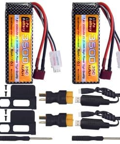 2PCS 7.4V 3500mAh 35C 2S Batería Lipo con Cable USB de
