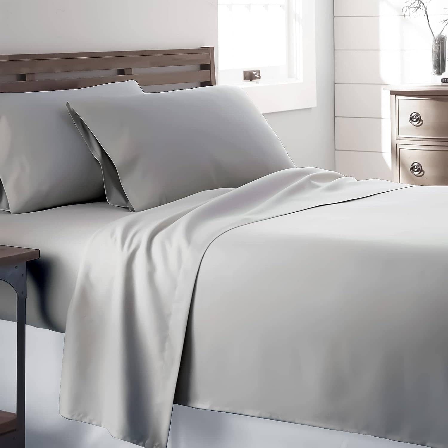 Juego de Sábanas de Algodón Satén de 600 Hilos de Cuenta