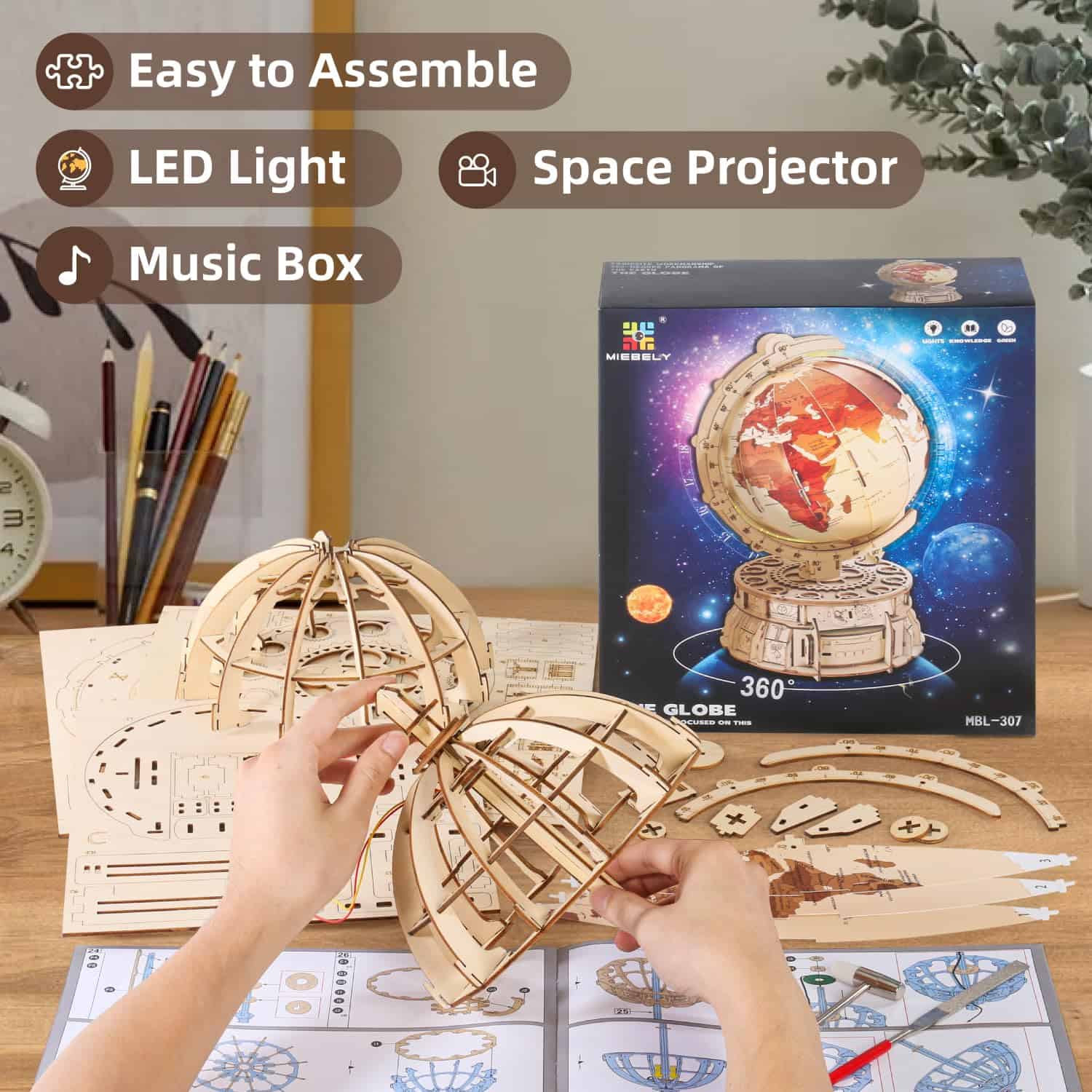 Rompecabezas de madera 3D MIEBELY para adultos Globo - Imagen 4