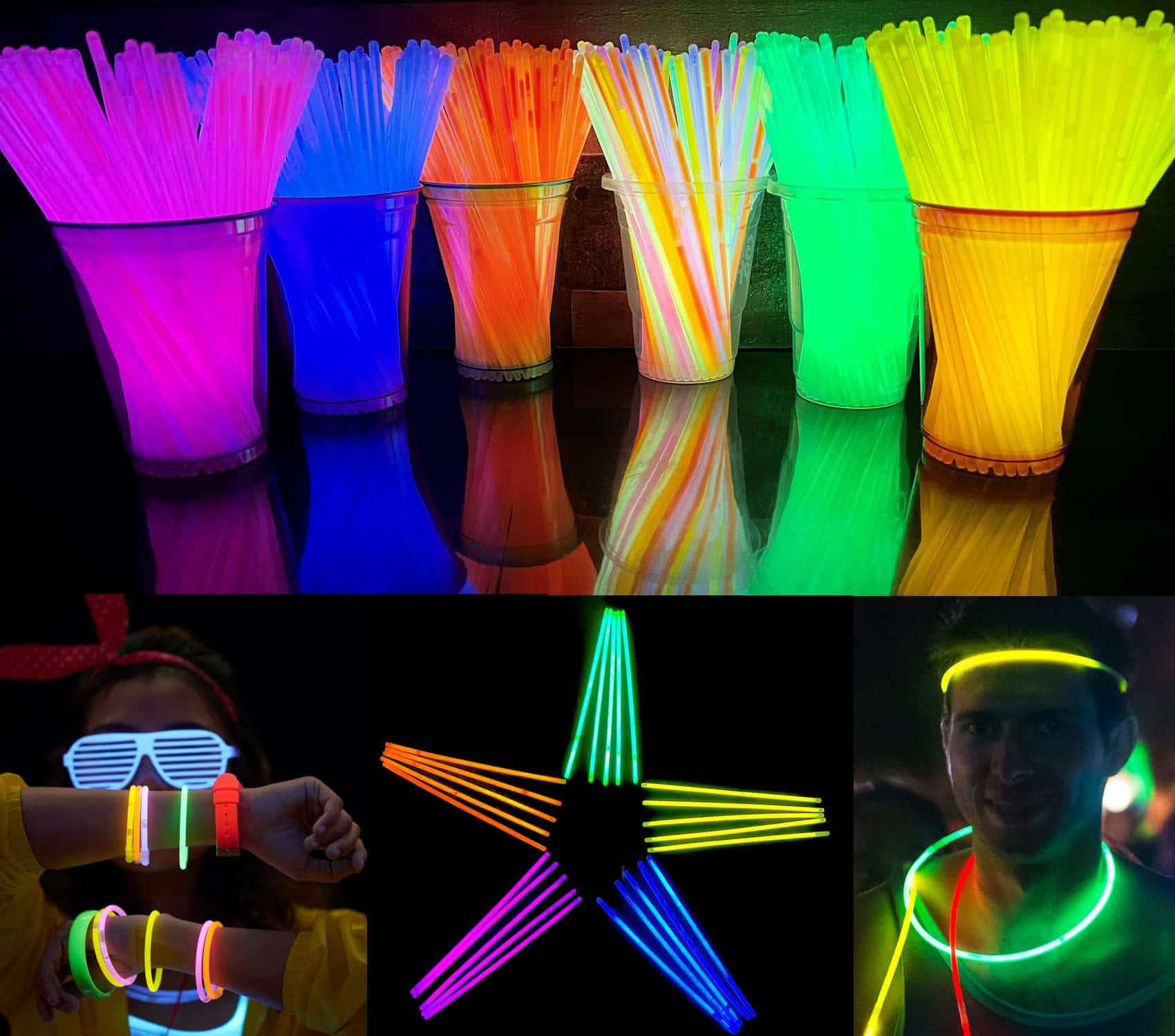 GiftExpress Glow Sticks 600 Pack - 8" Variedad de Colores