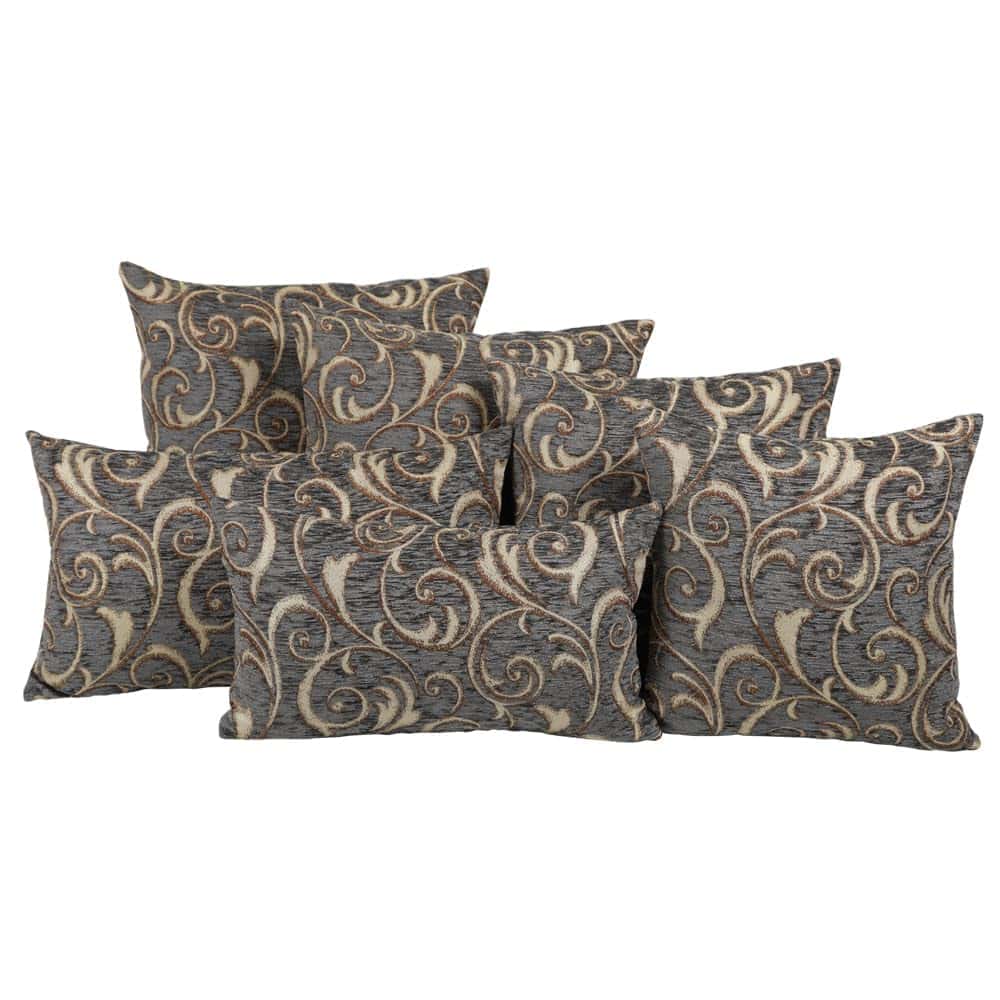 Funda de Almohada Cuadrada Gris Oscuro de Chenilla con - Imagen 5