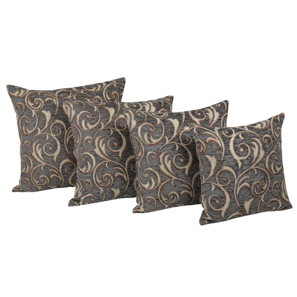 Funda de Almohada Cuadrada Gris Oscuro de Chenilla con - Imagen 6