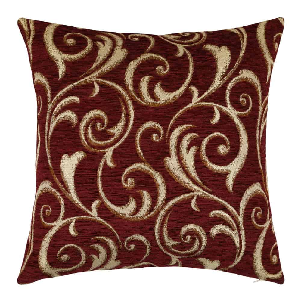 Funda de Almohada Chenille Ivy/Floral Patrón Borgoña/Maroon