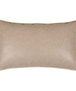 Funda de almohada lumbar de piel sintética en color marfil