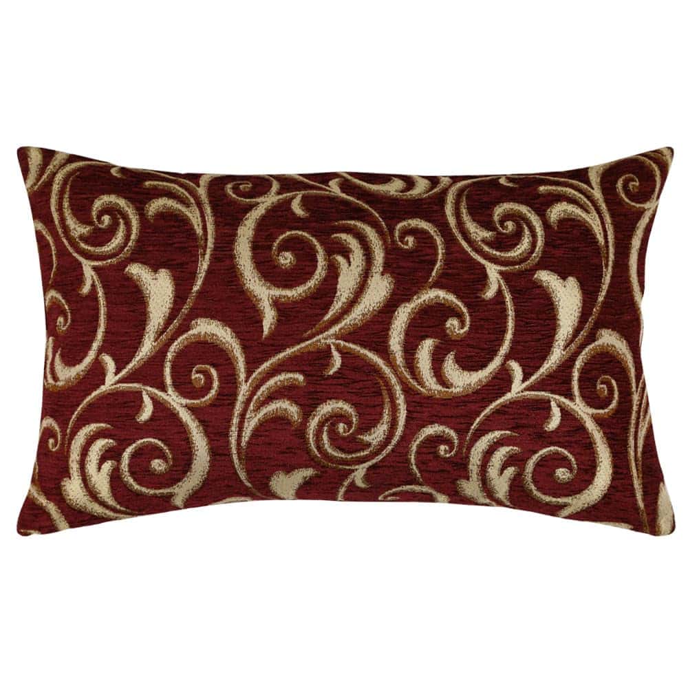 Funda de Almohada Chenille Ivy/Floral Color Borgoña/Marsala