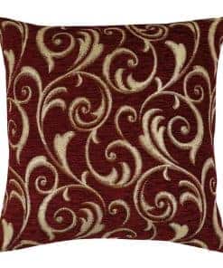 Funda de Cojín Chenilla Ivy/Floral Estilo Borgoña/Vino