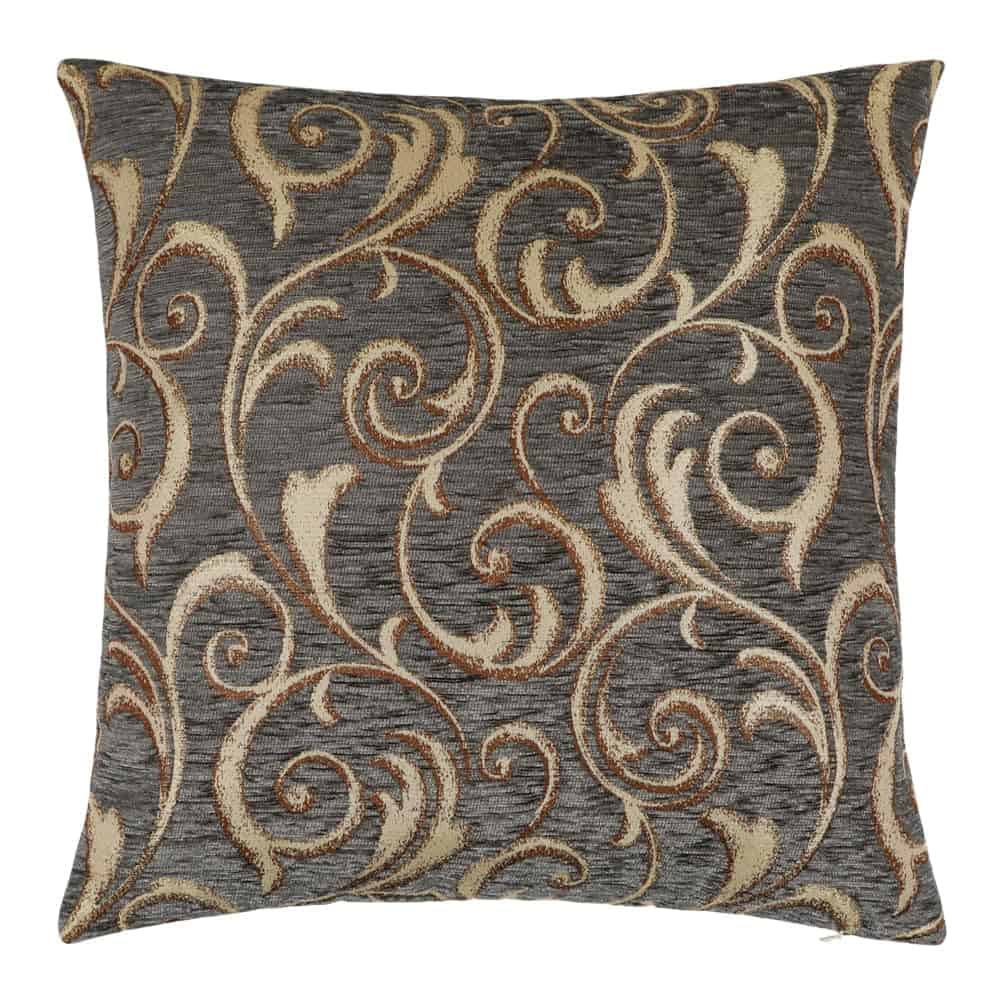 Funda de Almohada Cuadrada Gris Oscuro de Chenilla con