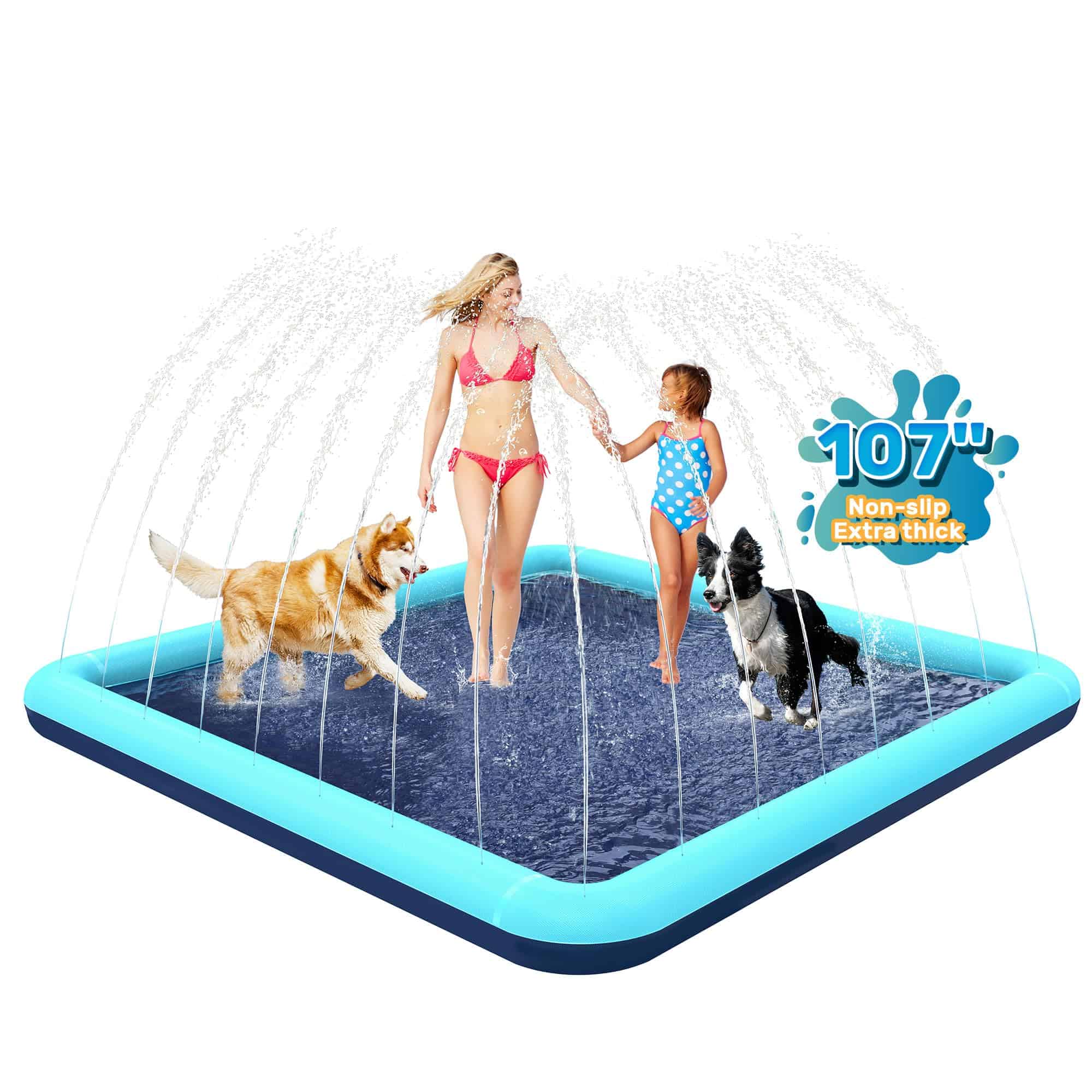 Bilibara 107'' Splash Pad para Perros, Aspersor
