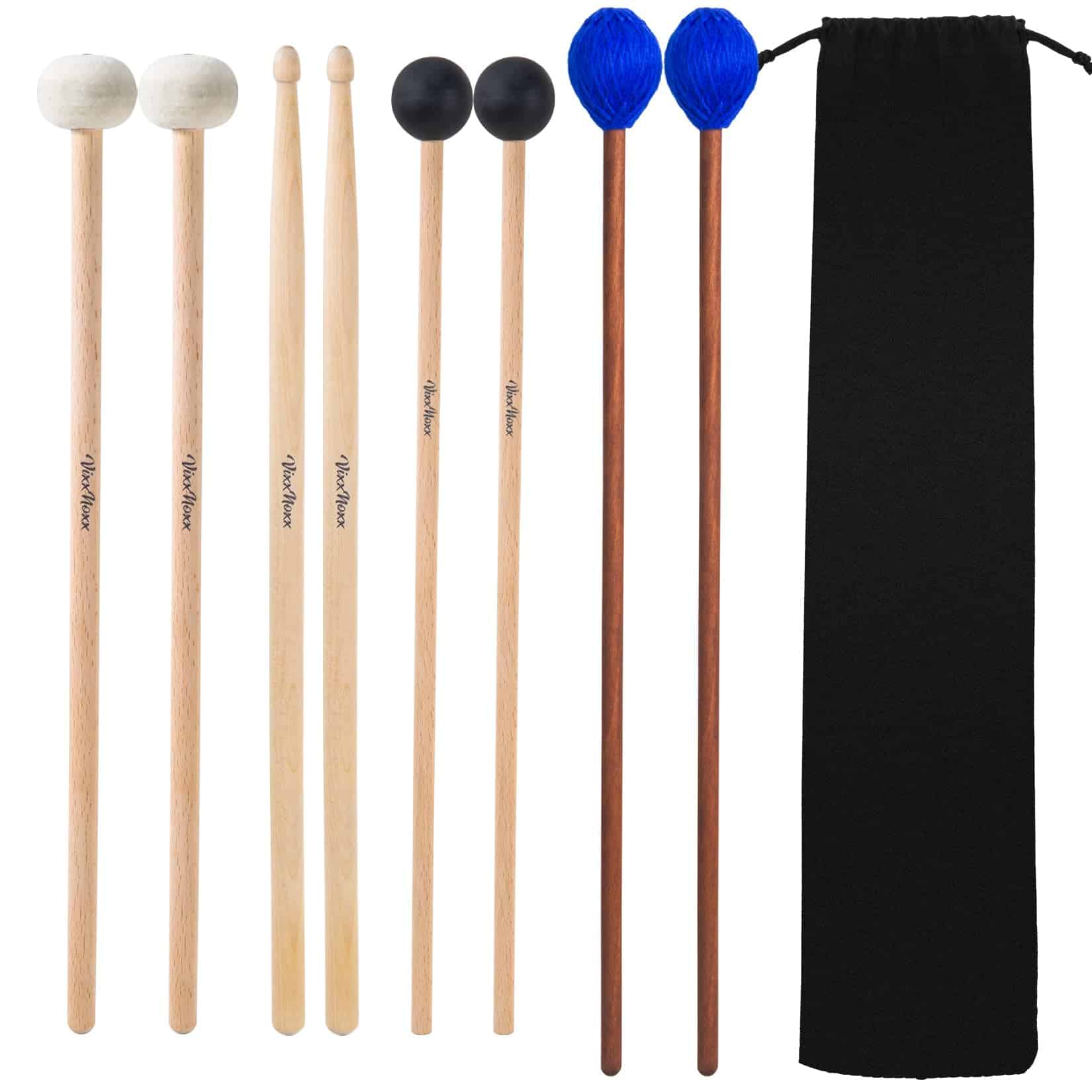 VixxNoxx 4 Pares de Mazos para Tambor Baquetas 5A Mallets