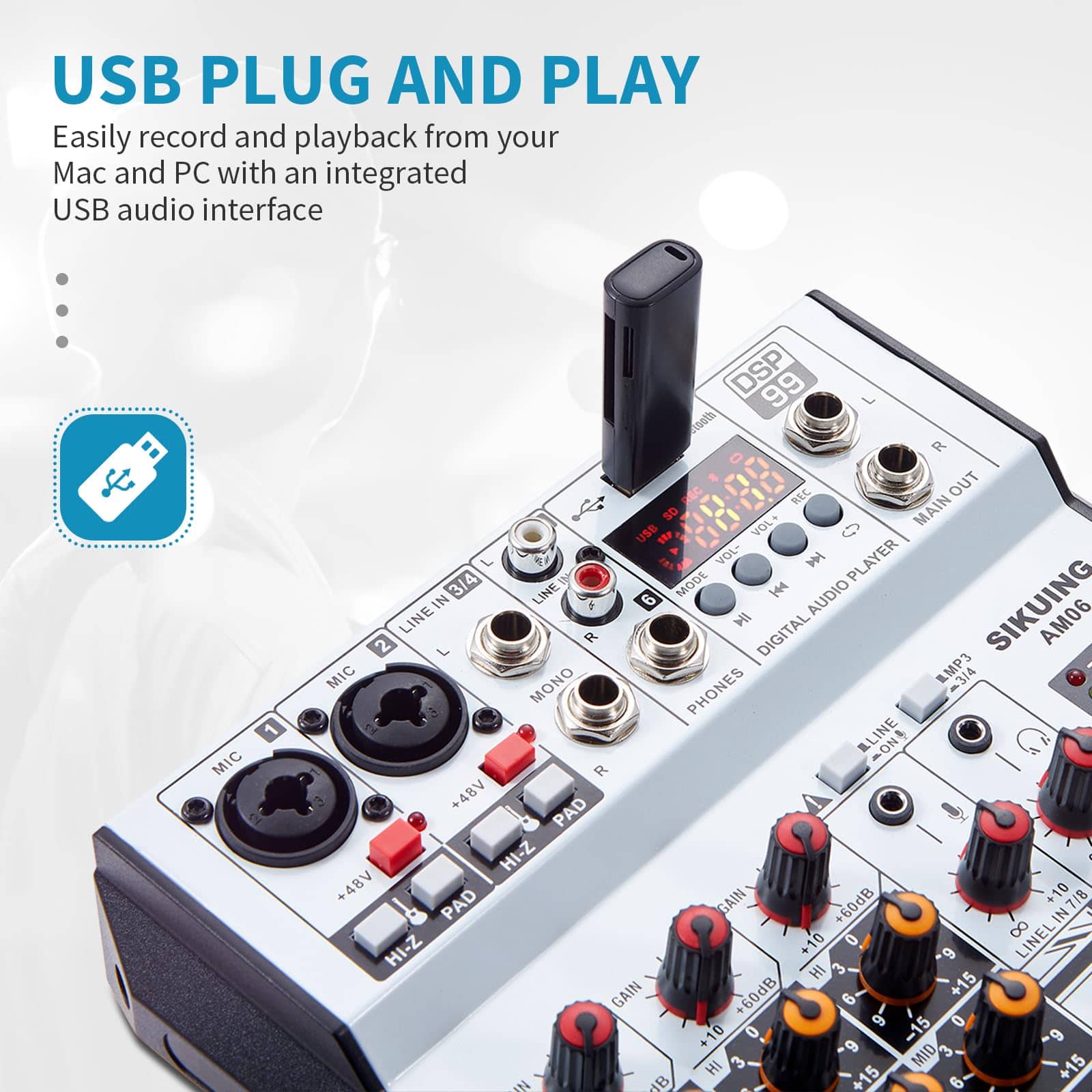 Mezcladora de Audio de 6 Canales SIKUING Consola - Imagen 5