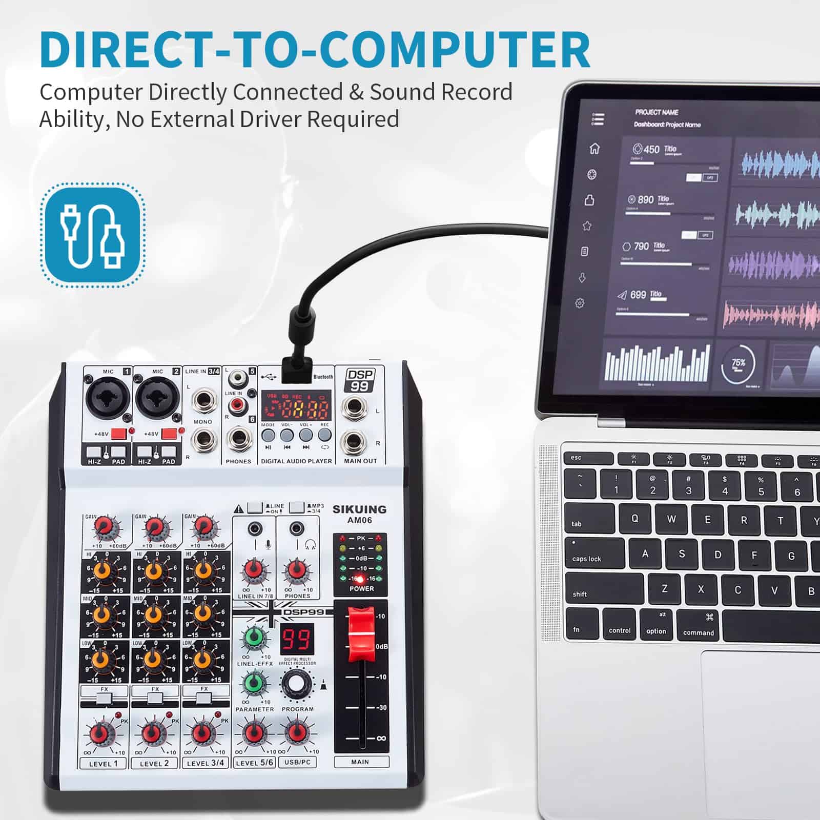 Mezcladora de Audio de 6 Canales SIKUING Consola - Imagen 7