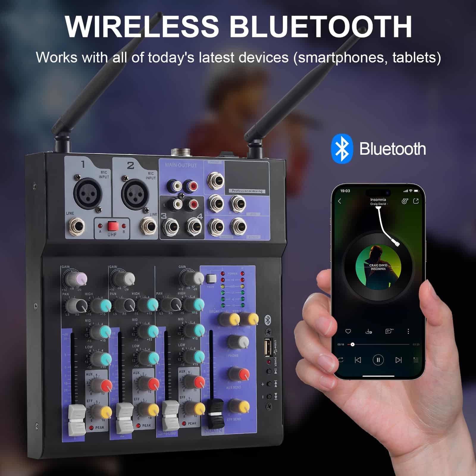 Mixer de Audio Profesional SIKUING con Doble Micrófono - Imagen 3