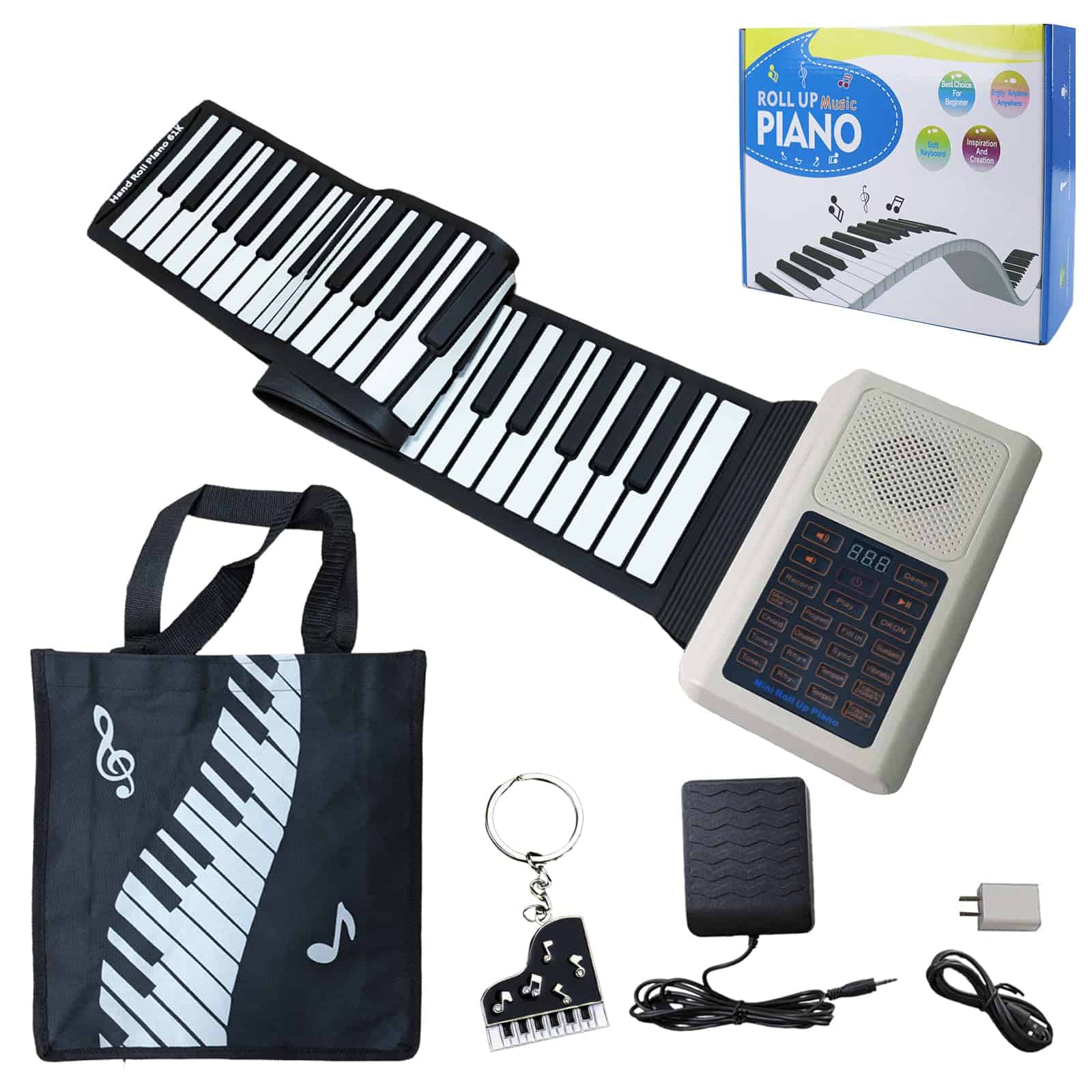 Piano flexible de 61 teclas con pedales, teclado digital