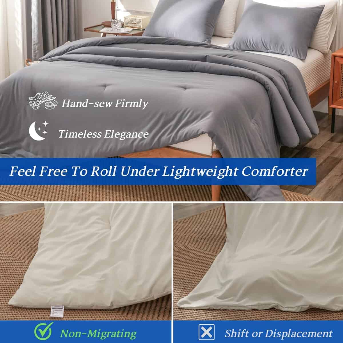 Set de Edredón Gemelo Gris HAOWANER con Relleno no - Imagen 3