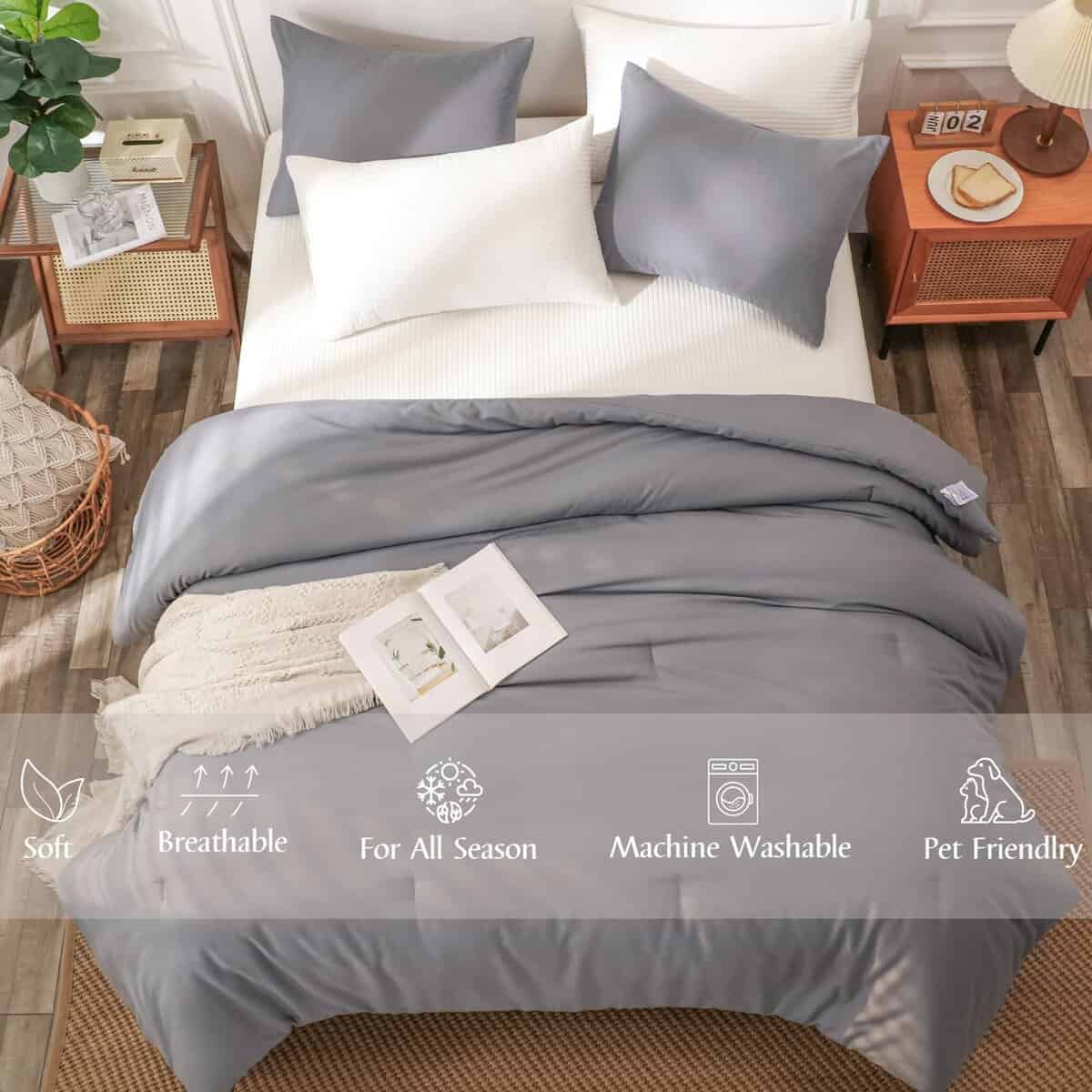 Set de Edredón Gemelo Gris HAOWANER con Relleno no - Imagen 5