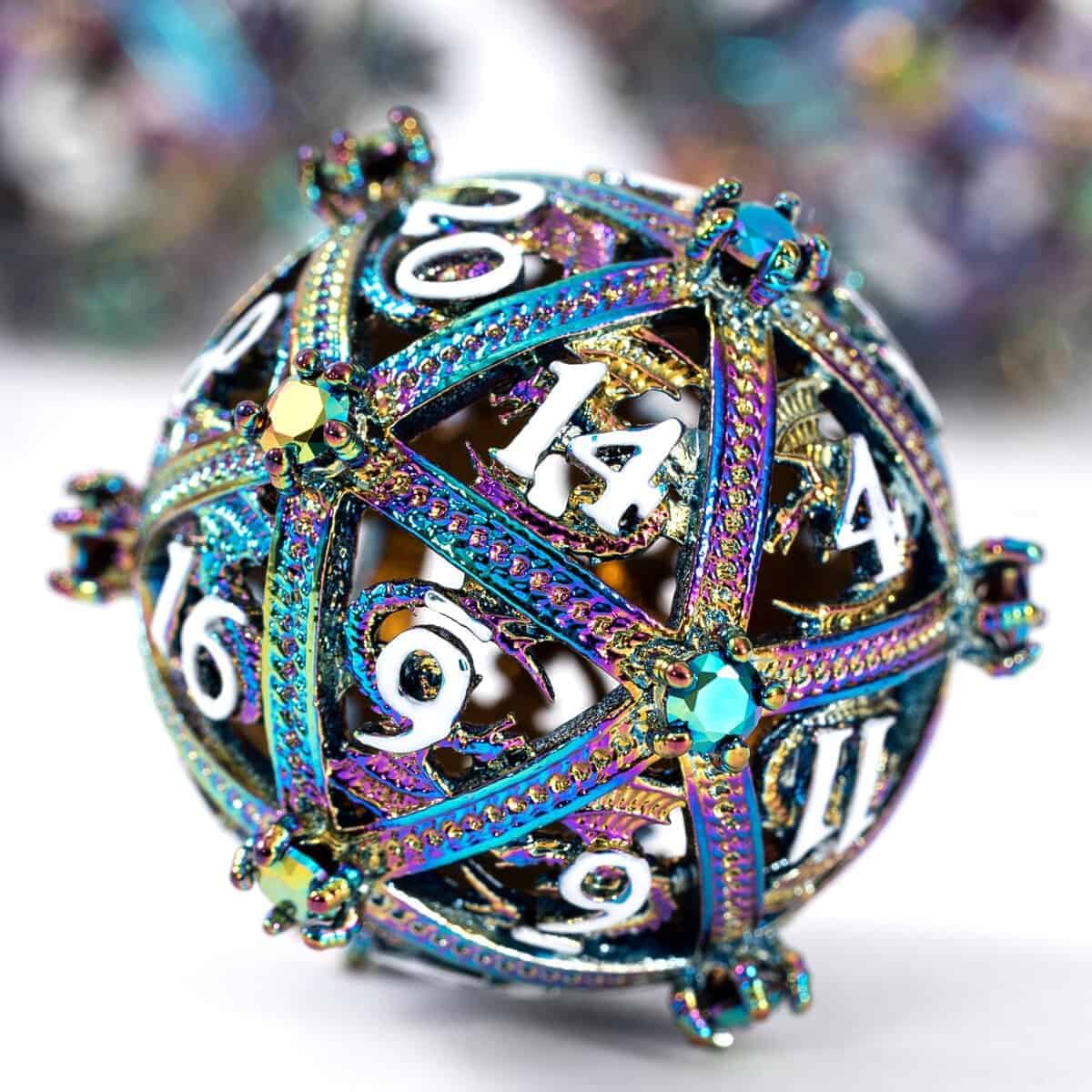 Conjunto de dados DND de metal - Diseño único de Dragón de