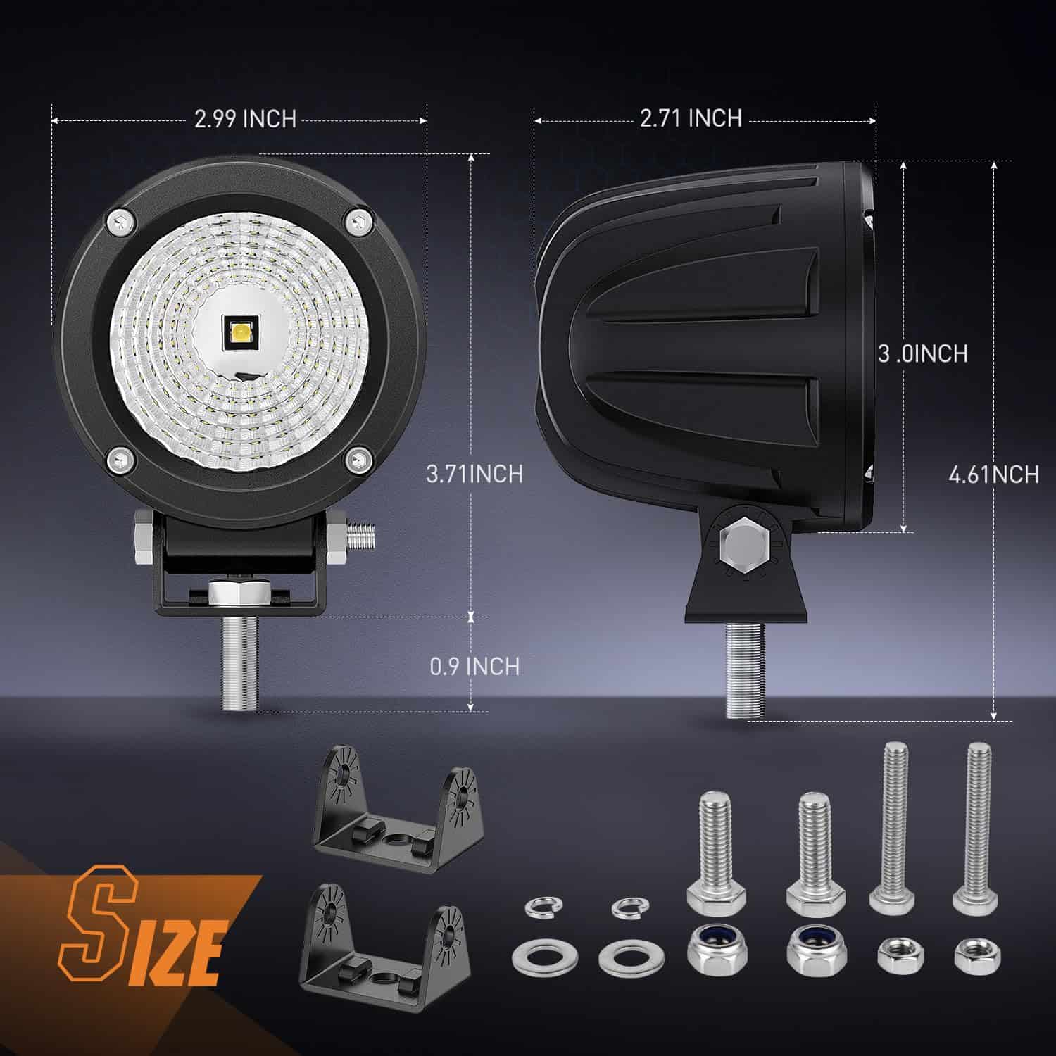 Nilight Led Light Pods 2PCS 3Inch Flood Round Led Offroad - Imagen 3