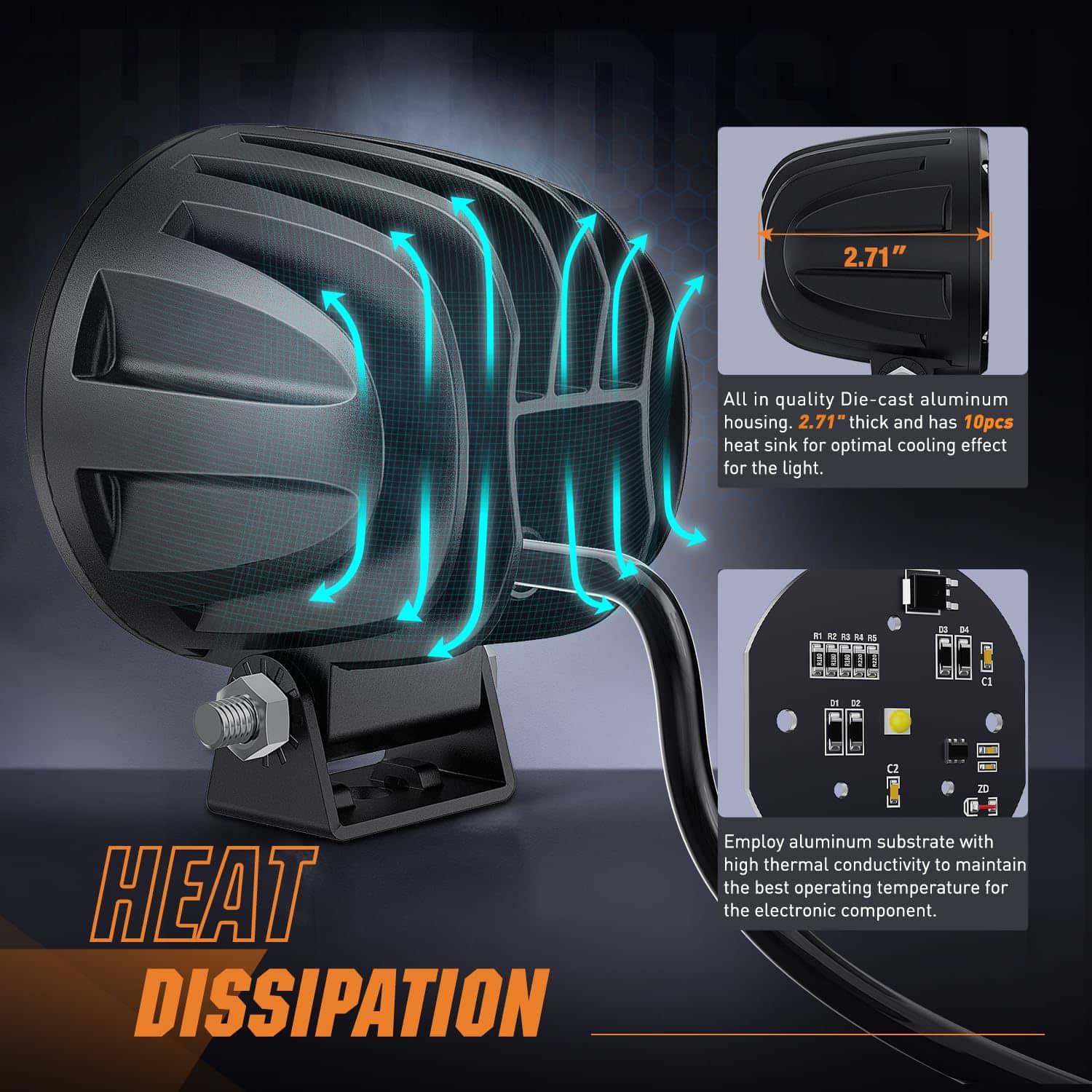 Nilight Led Light Pods 2PCS 3Inch Flood Round Led Offroad - Imagen 9