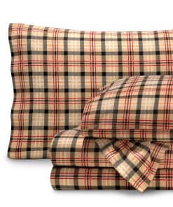 Juego de sábanas de franela Bare Home Prints, -Cuadros Rojos