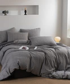 Frdhomi Gray Striped Duvet Cover Queen, Cómodo Cubierta de