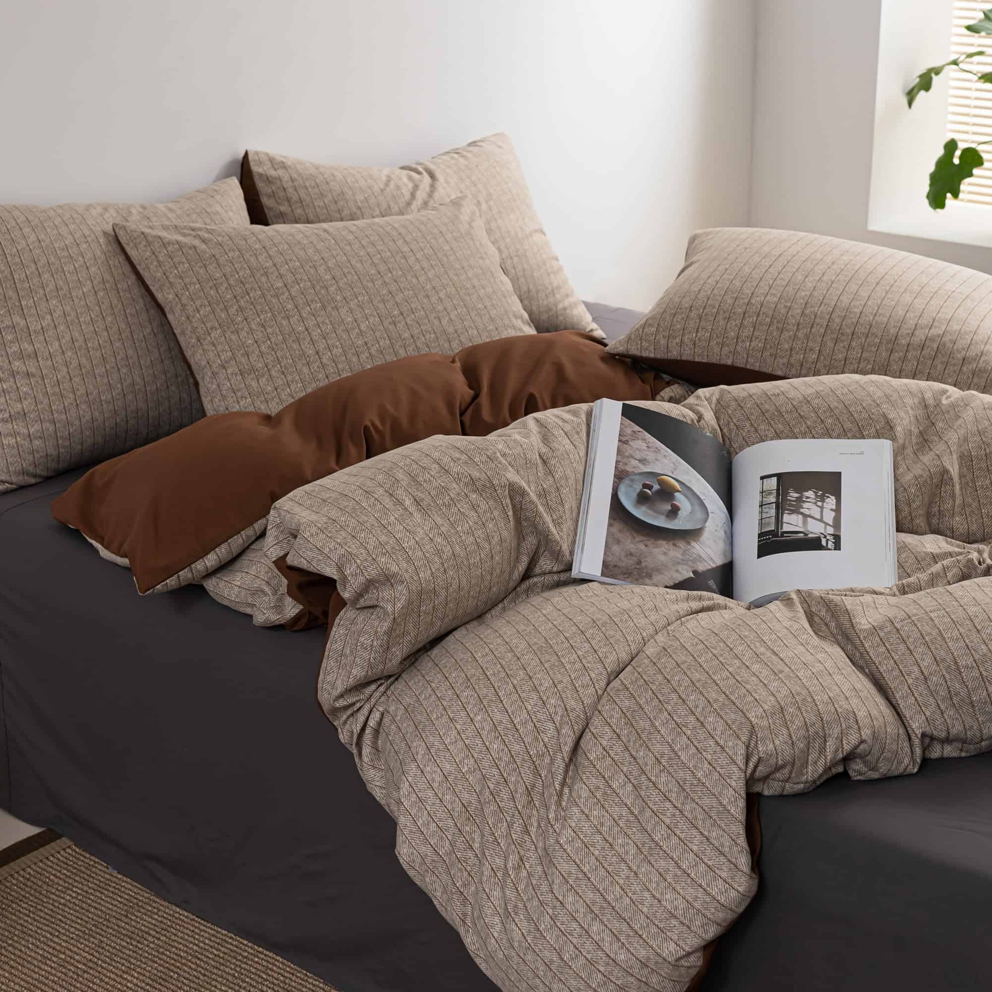 Frdhomi Juego de Funda nórdica a Rayas Queen en Color - Imagen 6