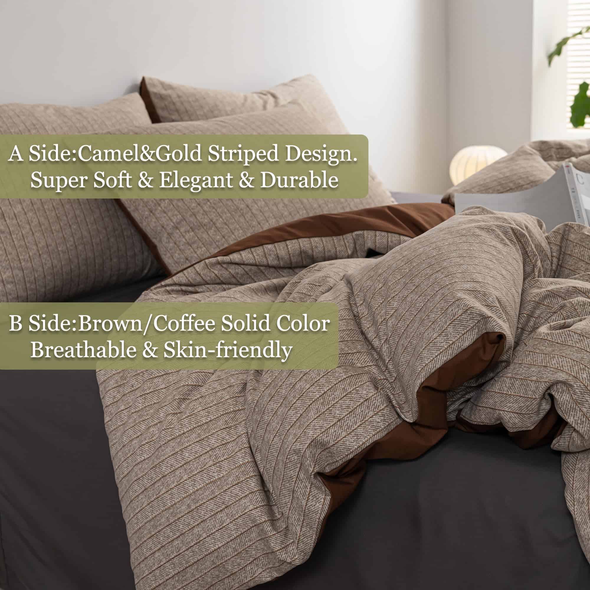 Frdhomi Juego de Funda nórdica a Rayas Queen en Color - Imagen 7