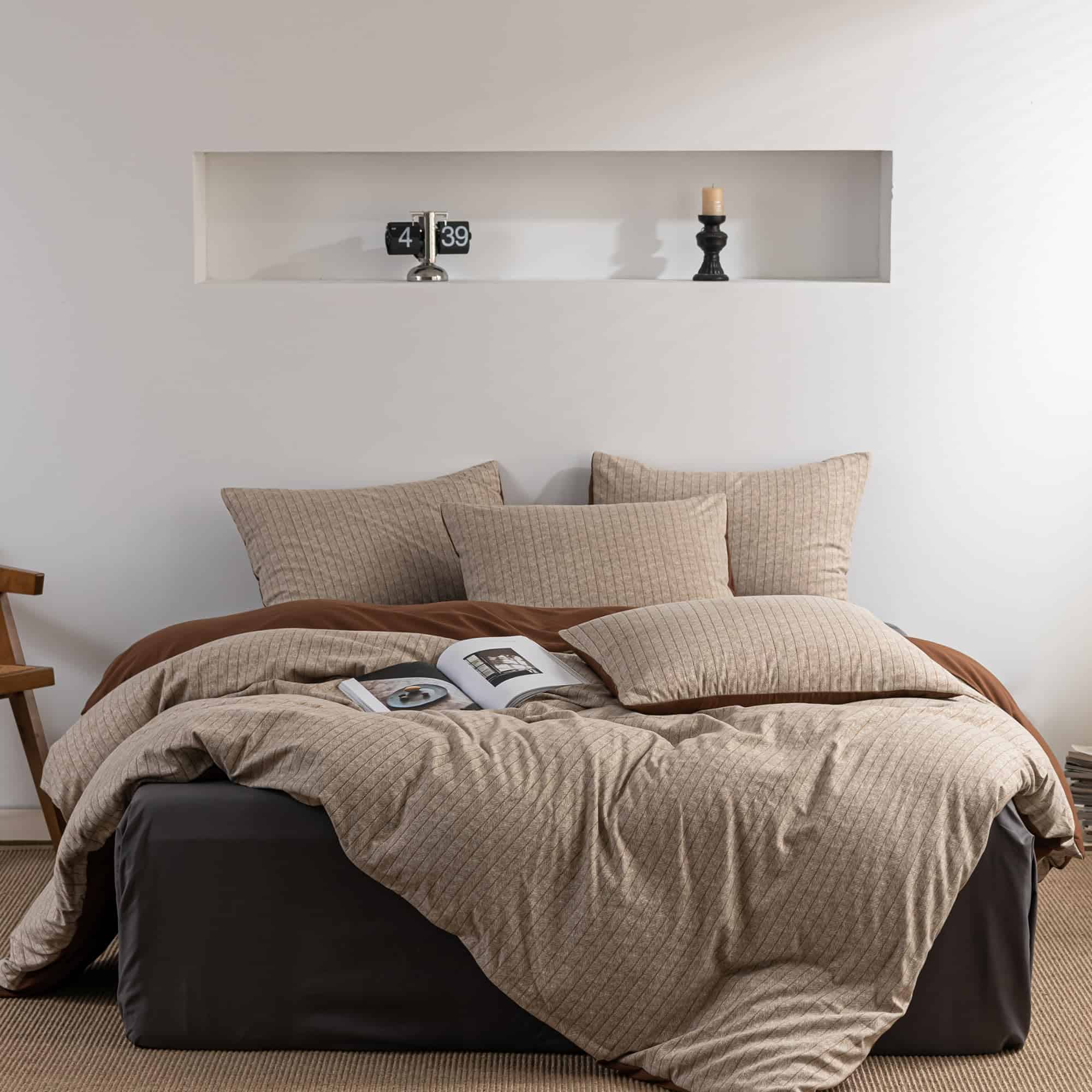 Frdhomi Juego de Funda nórdica a Rayas Queen en Color - Imagen 4