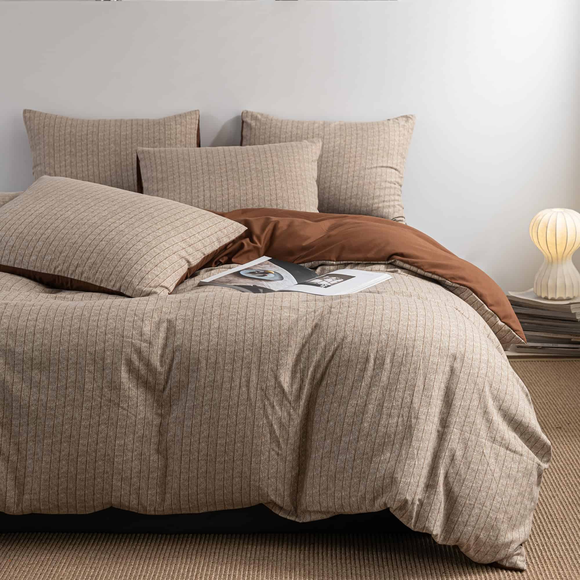 Frdhomi Juego de Funda nórdica a Rayas Queen en Color - Imagen 3