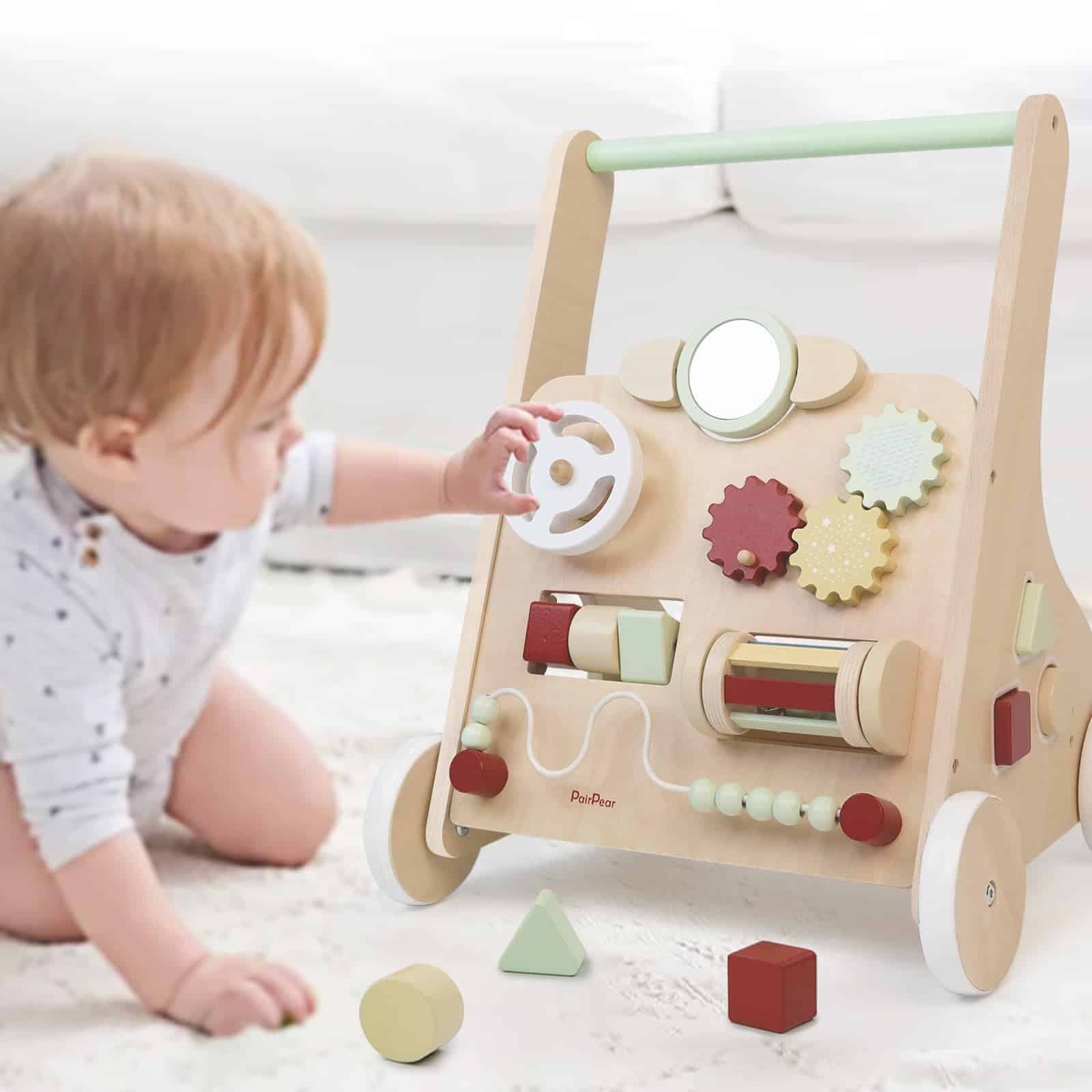 Par de Peras Madera Bebé Andador de Empuje y Arrastre, - Imagen 8