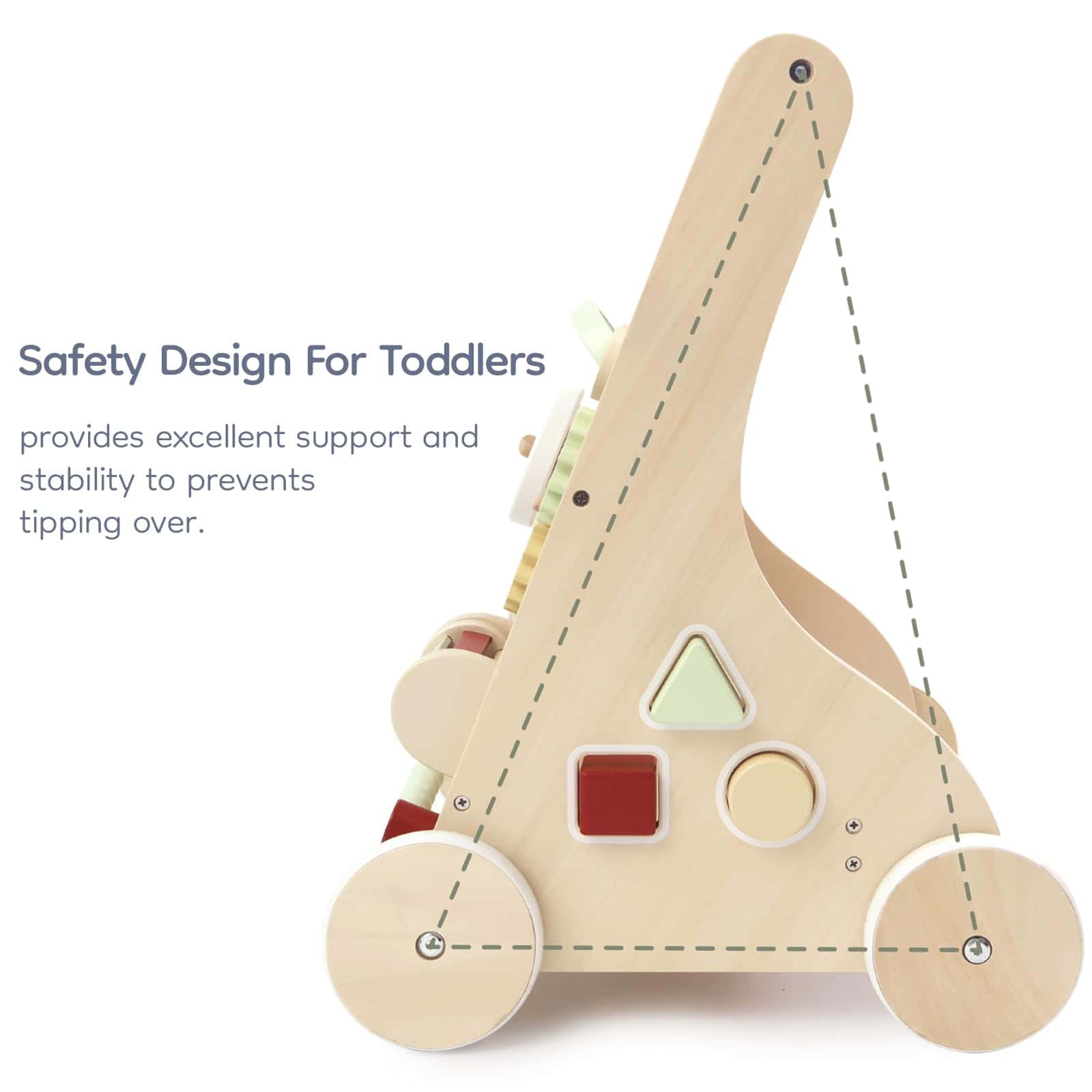 Par de Peras Madera Bebé Andador de Empuje y Arrastre, - Imagen 4