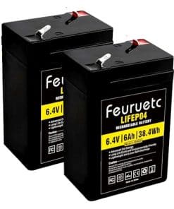 Paquete de 2 baterías de litio LiFePO4 de 6V 6Ah, con BMS