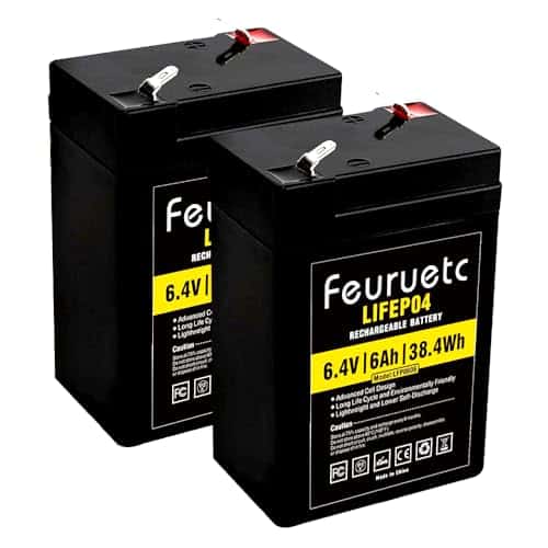 Paquete de 2 baterías de litio LiFePO4 de 6V 6Ah, con BMS