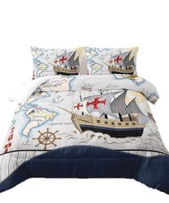 Set de Ropa de Cama Suncloris 3D Cartoon Sail Boat para