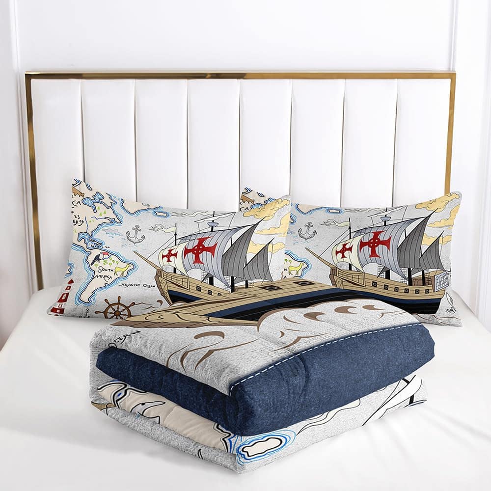 Juego de Ropa de Cama Suncloris 3D Cartoon Sail Boat para - Imagen 5