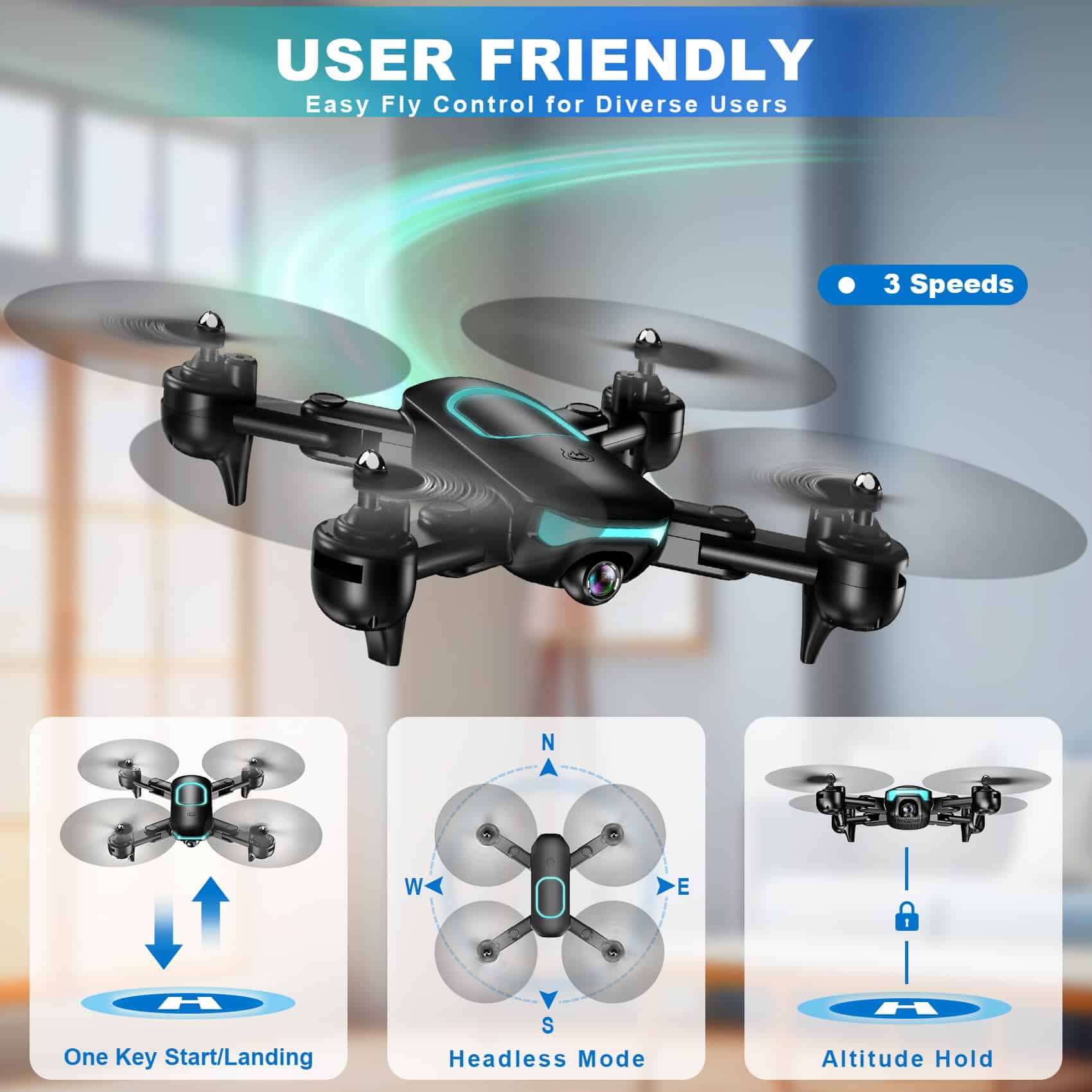 REDRIE Drone con Cámara - Drone Plegable para Niños y - Imagen 4