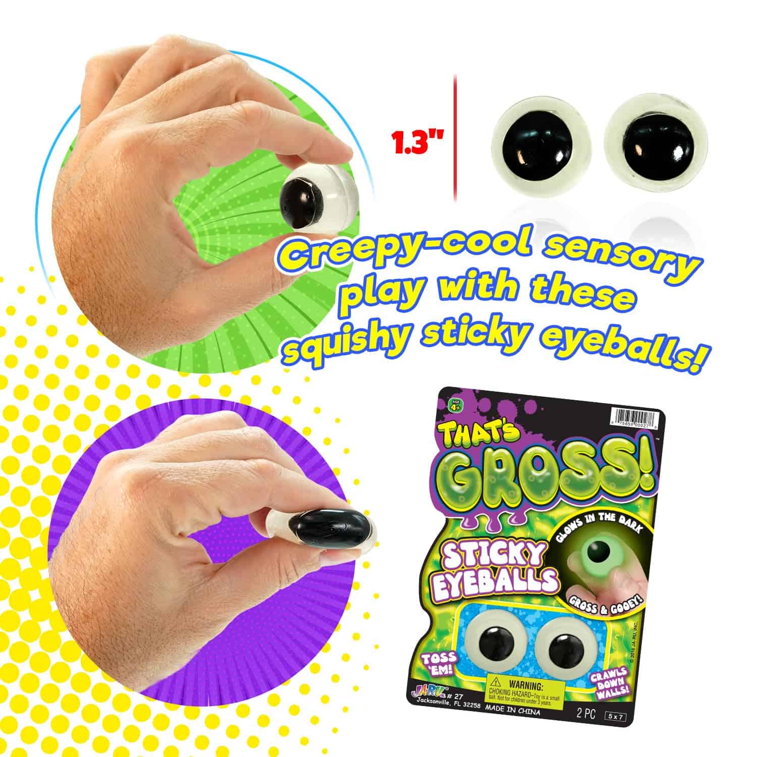 JA-RU Glow in the Dark Sticky Eyeballs (Paquete de 24, 2 - Imagen 4