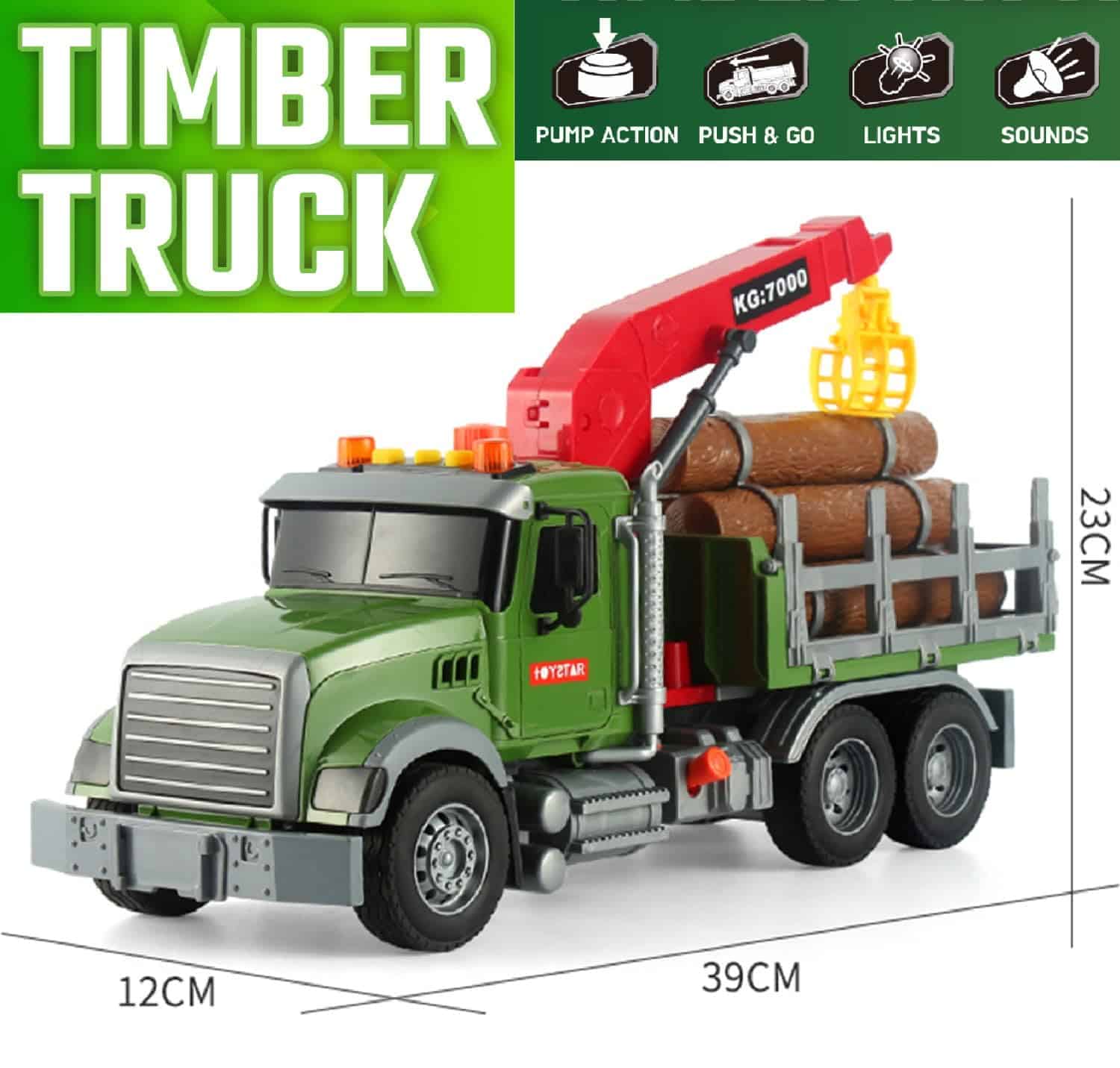 Camión de Madera con Grua Funcional y Paquete de Troncos, - Imagen 4